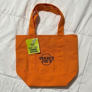 Trader Joe's Orange Canvas Mini Tote Bag